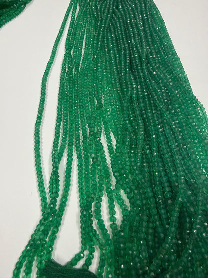 Onix Verde Botão Facetado 4-4.5 mm - 1 Fio 38 cm