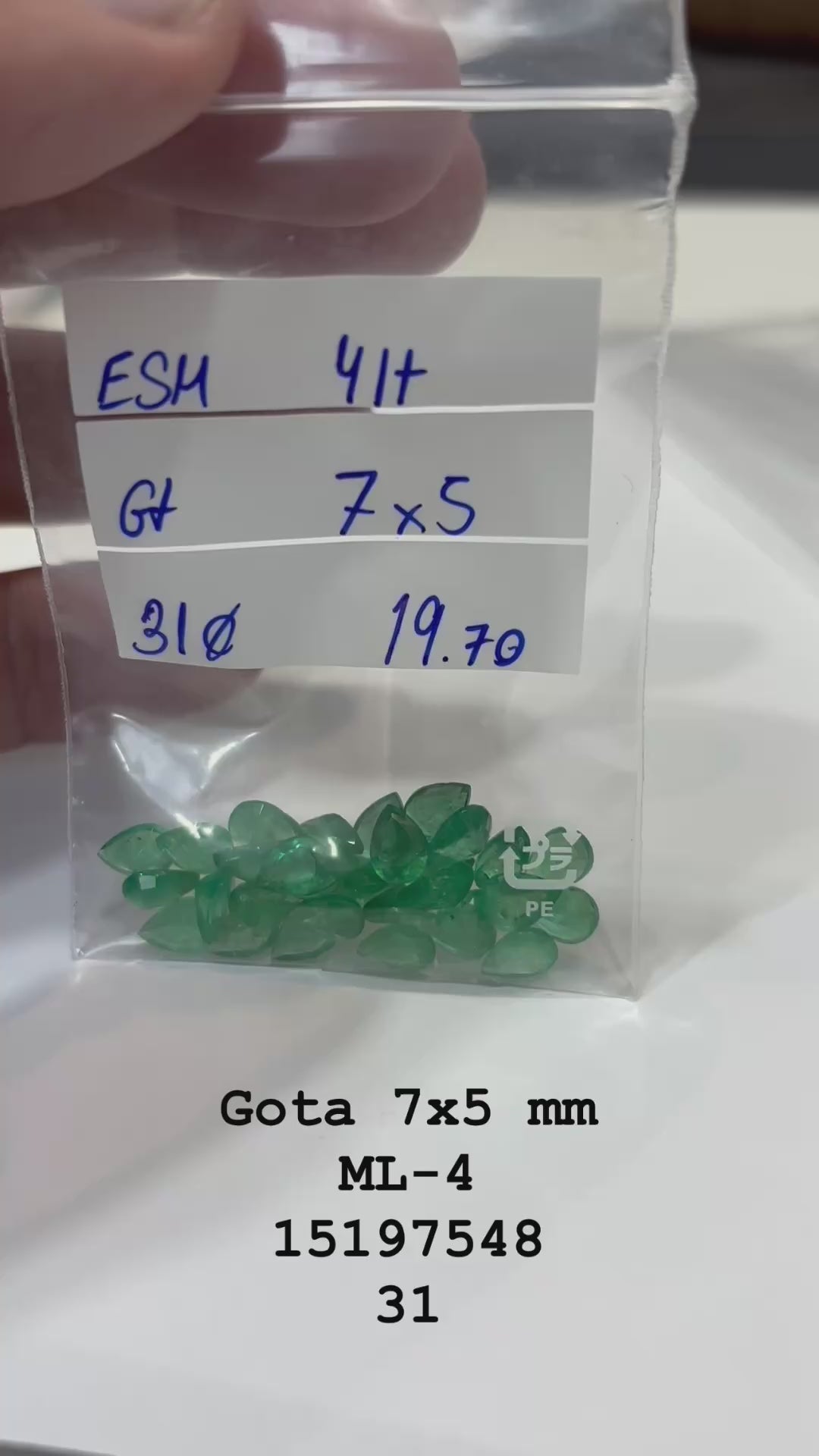 Esmeralda Gota 7x5 mm ML-4 4IT - Lote 19.70 cts - 31 Pedras Calibradas – Alta Qualidade para Joalheria
