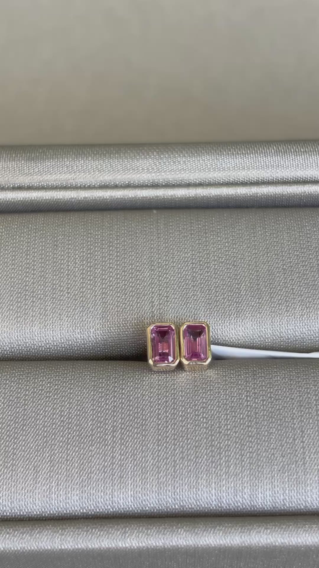 Brinco Piercing Safira Rosa Ouro 14K