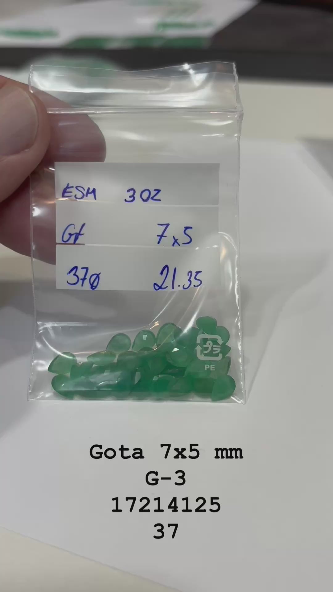 Esmeralda Gota 7x5 mm G-3 3OZ - Lote 21.41 cts - 37 Pedras Calibradas – Alta Qualidade para Joalheria