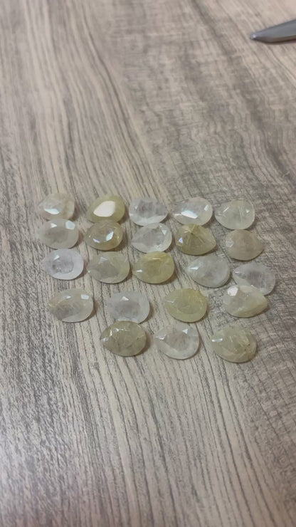 QUARTZO RUTILADO GOTA FACETADA 10x14 MM LOTE COM 22 PEÇAS