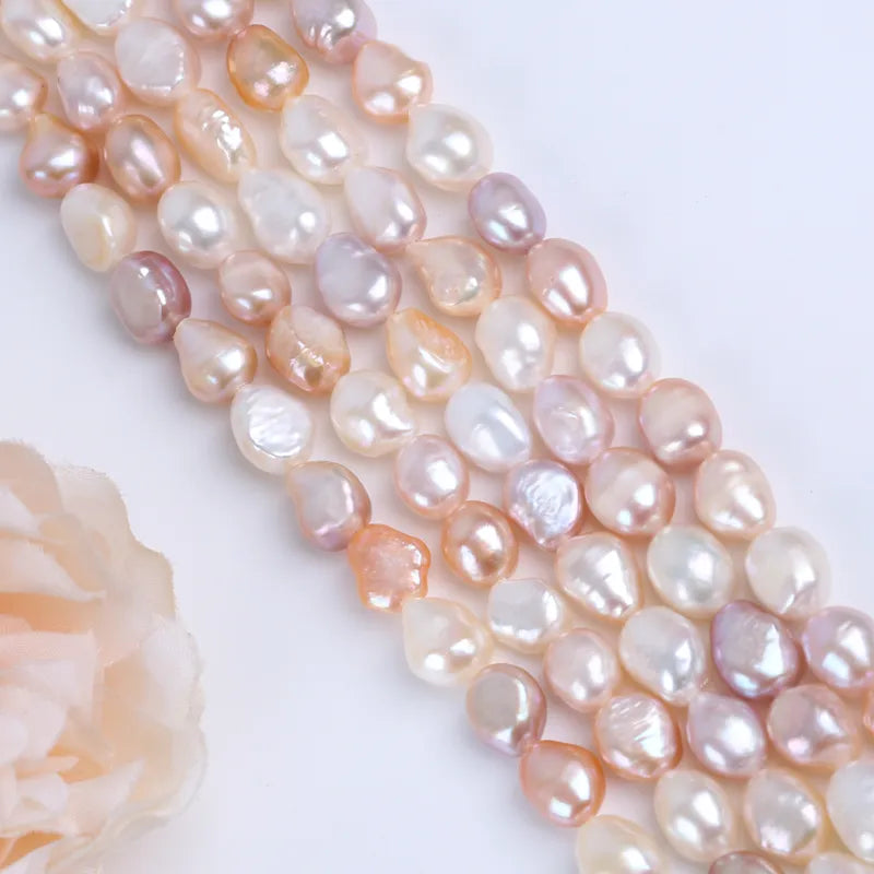 Fio de Pérolas Barrocas Naturais Multicolor 8–9mm – 18cm