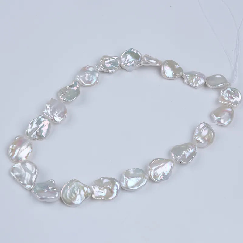 Perola Keishi 13-21 mm Branca,Rosa,lavanda - 1 fio - 38 cm