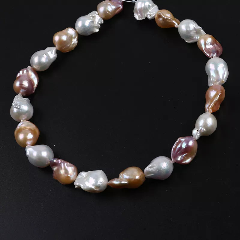 PZ-1074 - Natural Big Size Freshwater Baroque Shape Real Pearls Natural Color Pearl Strings