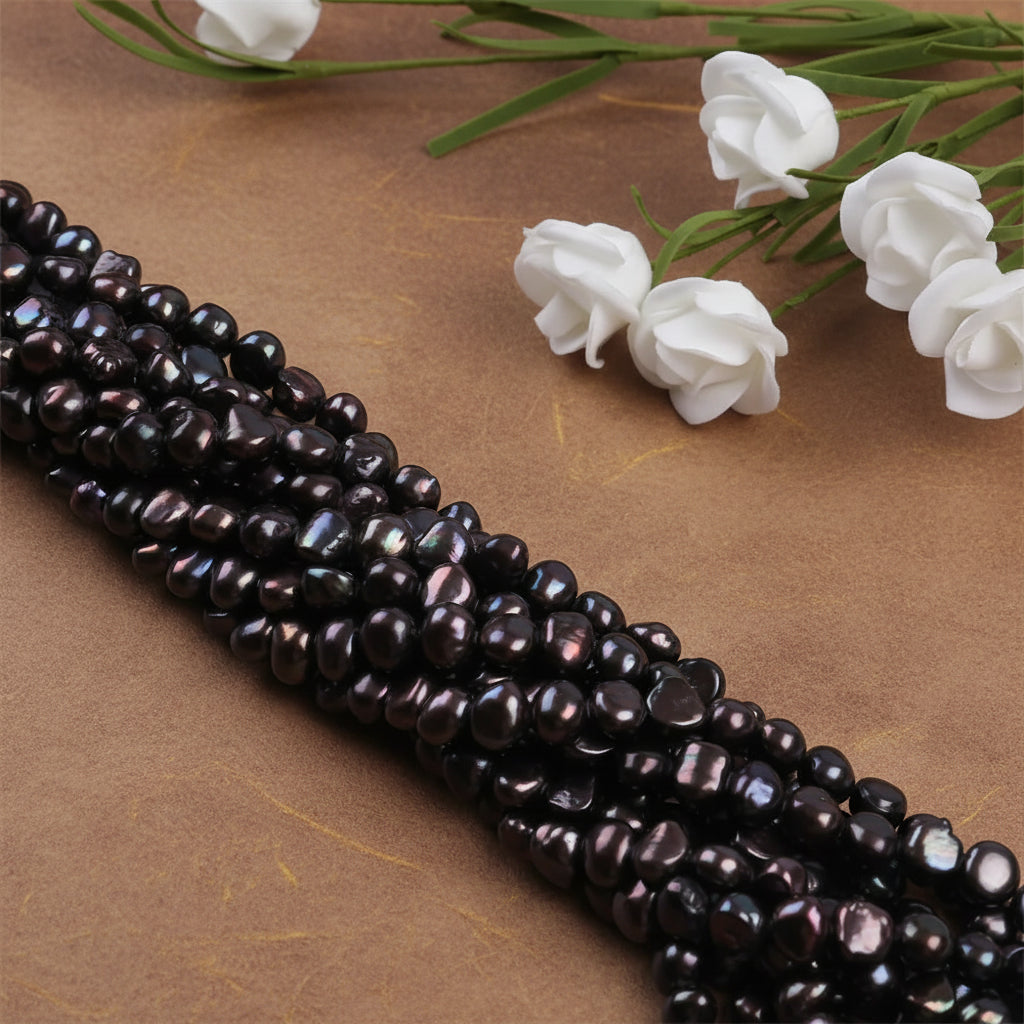PZ-1075 - 10-11mm black freshwater baroque pearl stands,Wholesale natural pearl necklace for women