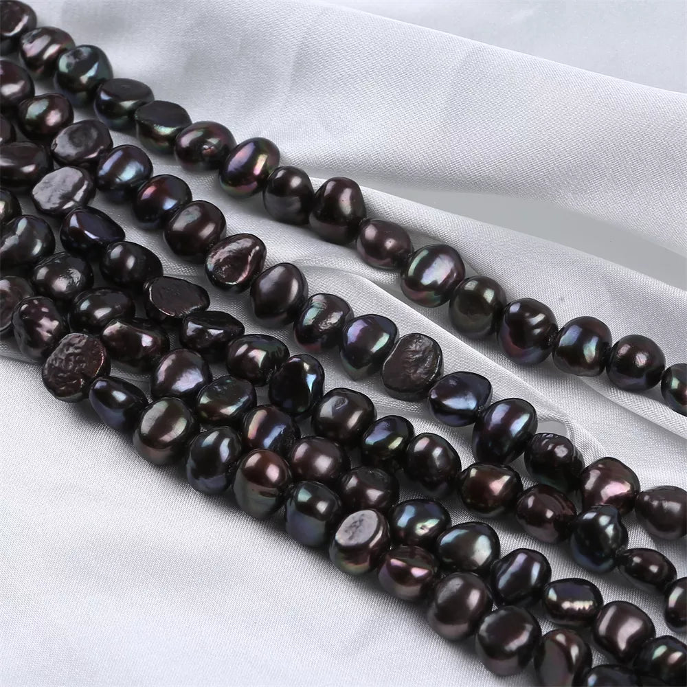 PZ-1075 - 10-11mm black freshwater baroque pearl stands,Wholesale natural pearl necklace for women