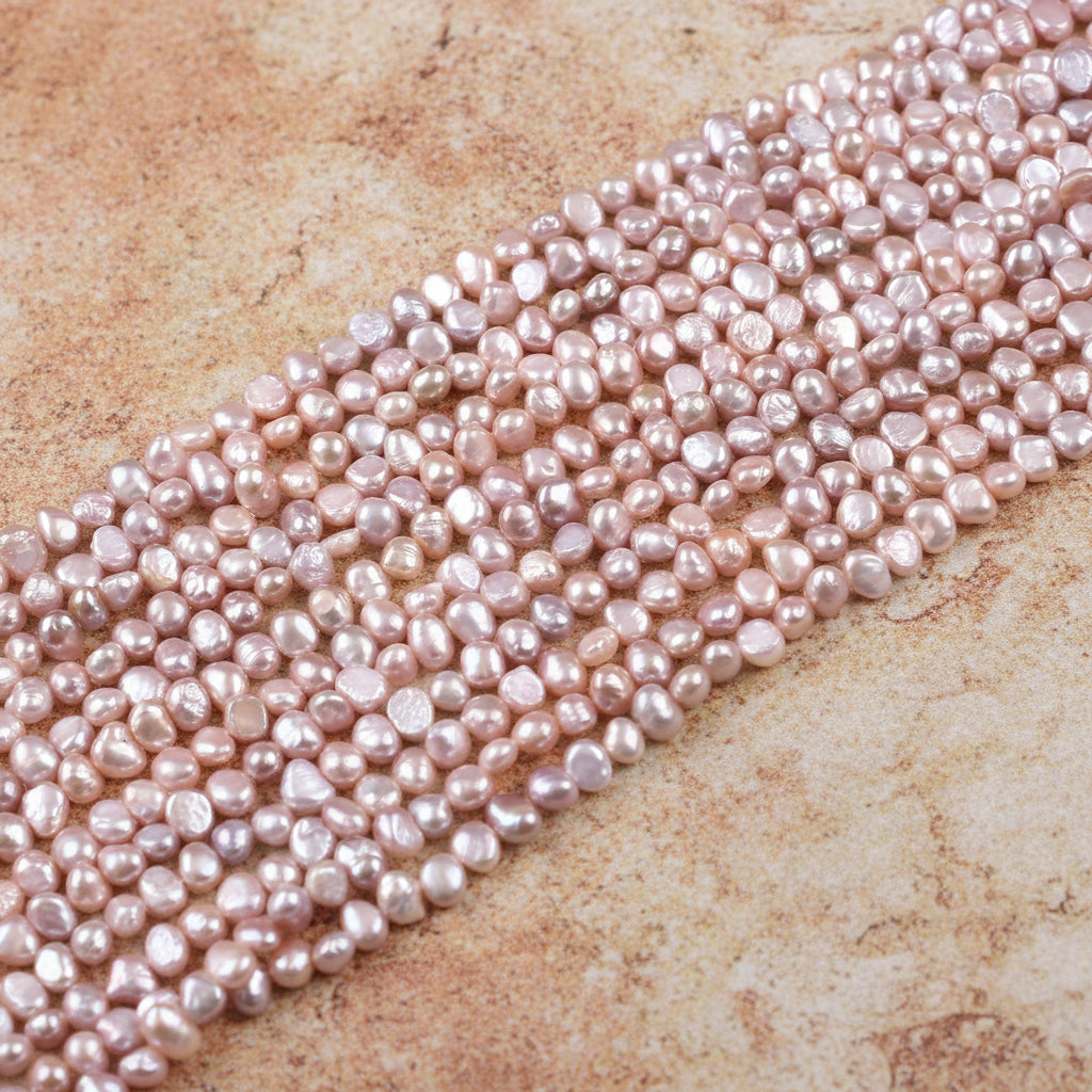 Fio de Pérola Rosa Natural 5–6mm – 38cm para Joalheria Delicada