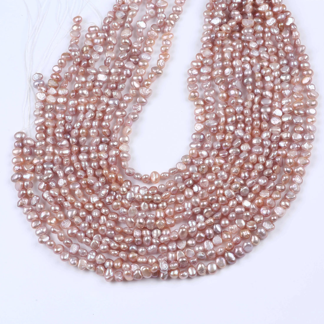 Fio de Pérola Rosa Natural 5–6mm – 38cm para Joalheria Delicada