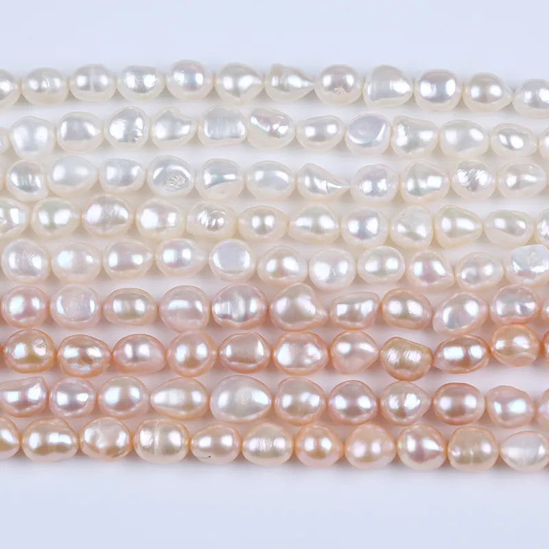 Fio de Pérola Barroca Natural 10–11mm Branco e Rosa – 45cm