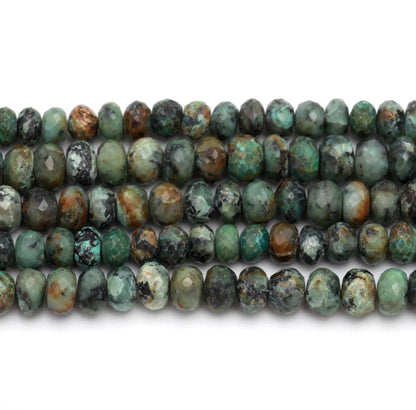 TURQUESA AFRICANA NATURAL BOTÃO FACETADO 6.5MM- 20CM- 1FIO